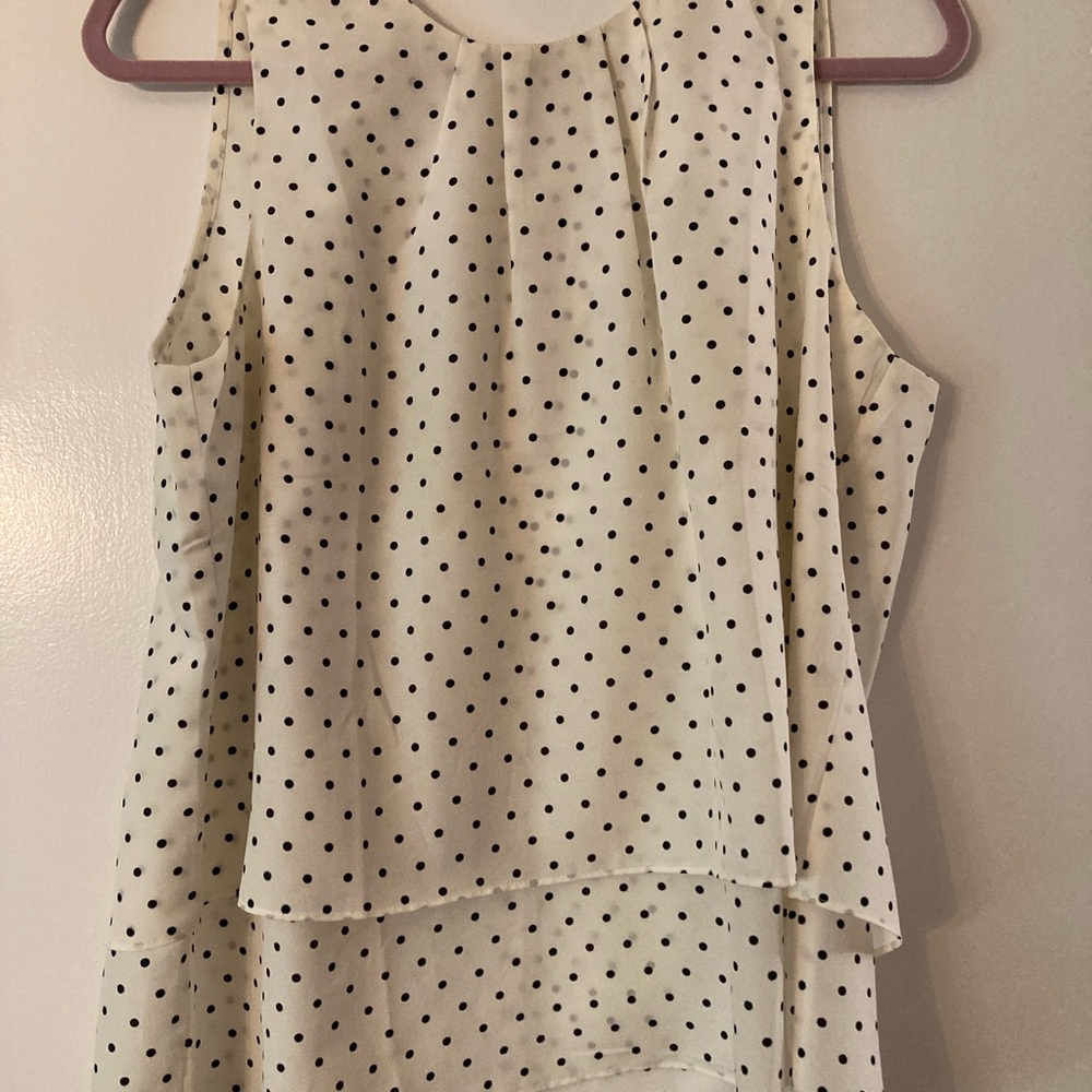 J. Crew Cream and Black Asymmetrical Sleeveless Blouse